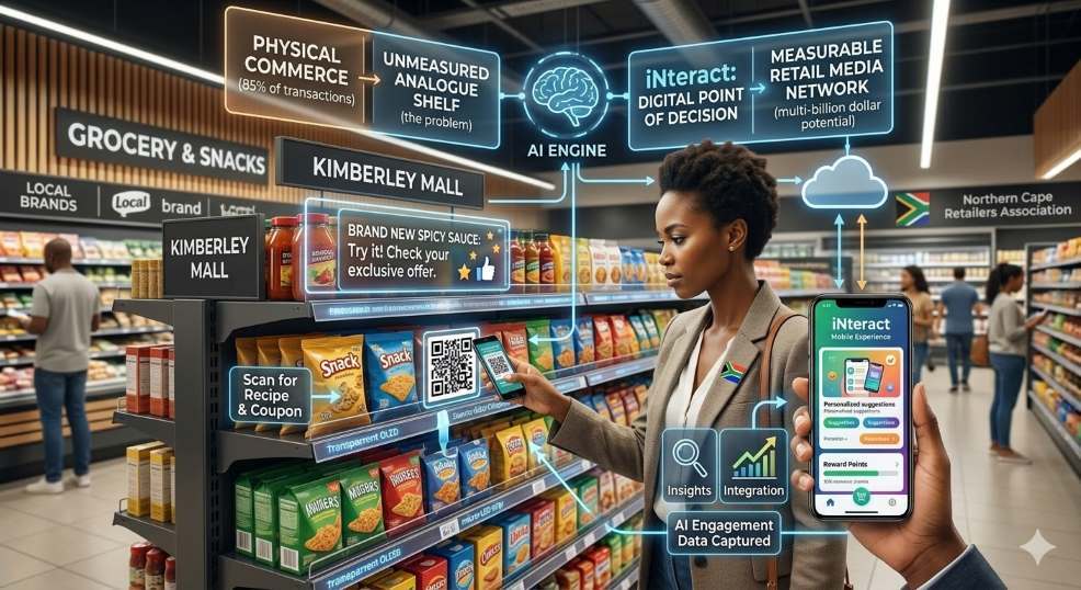 Customer scanning a QR code in a store to access AI-powered product information.